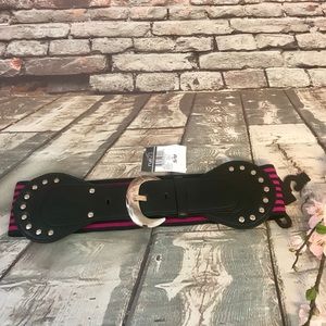 3/$20 Rue 21 Black & Pink Striped Elastic Studded Belt